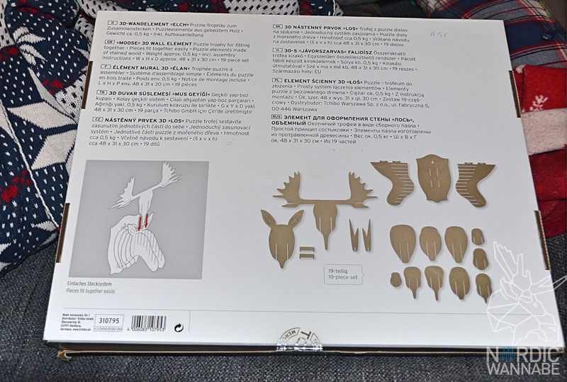 Elchgeweih für die Wand, Elchkopf, Tchibo, 3D-Modell, Holz, Norwegen, Schweden, Finnland, Puzzle, Skandinavien, Wandschmuck