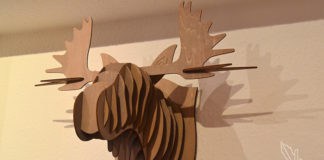 Elchgeweih für die Wand, Elchkopf, Tchibo, 3D-Modell, Holz, Norwegen, Schweden, Finnland, Puzzle, Skandinavien, Wandschmuck