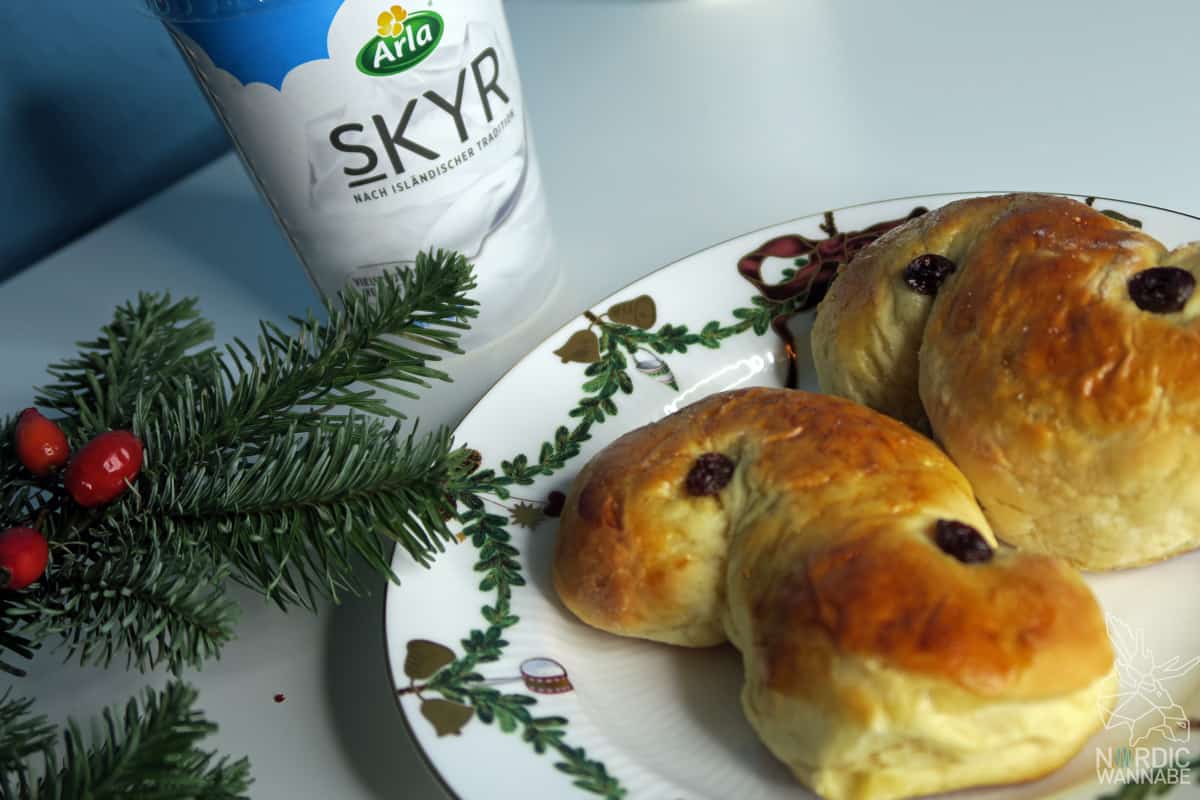 Lucia Safranbrötchen, Lucia Brötchen, Luisa Kekse, Skyr Gebäck, Luscia, Schweden, schwedische Tradition,