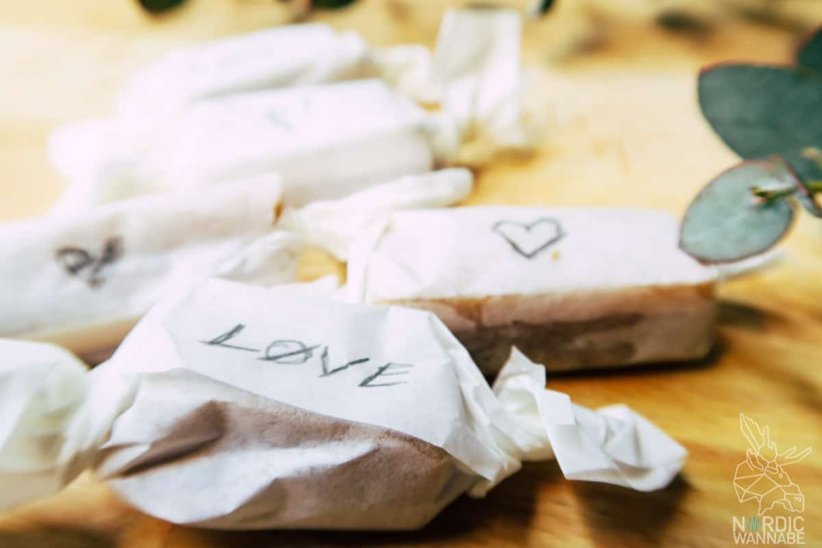 Karamellbonbons mit Salz, Skandinavien, Hygge, Valentinstag, Karamellbonbons selber machen, Rezepte