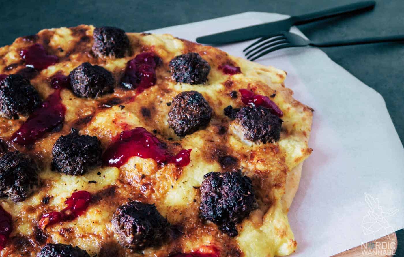 Köttbullar-Flammkuchen, Rezept, Schweden, Köttbullar, Fleischbällchen, Flammkuchen