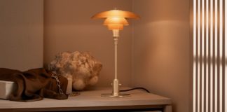 Louis Poulsen PH 2/1 Tischleuchte in Bernstein , Dänisches Design,